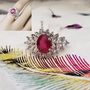 Ruby White Topaz Sterling Silver Ring SZ 8 TGW